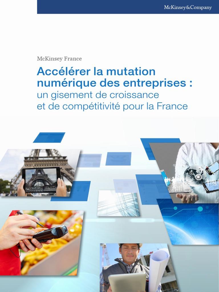 Une image de couverture de rapport McKinsey montrant des personnes utilisant des technologies numériques dans différents contextes professionnels.