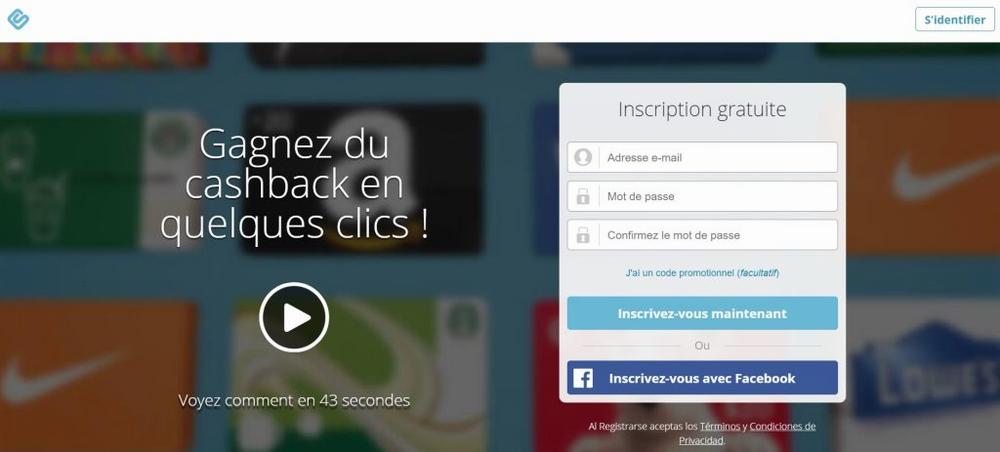 Une page dinscription à un site web avec un formulaire à remplir et un bouton Sinscrire.